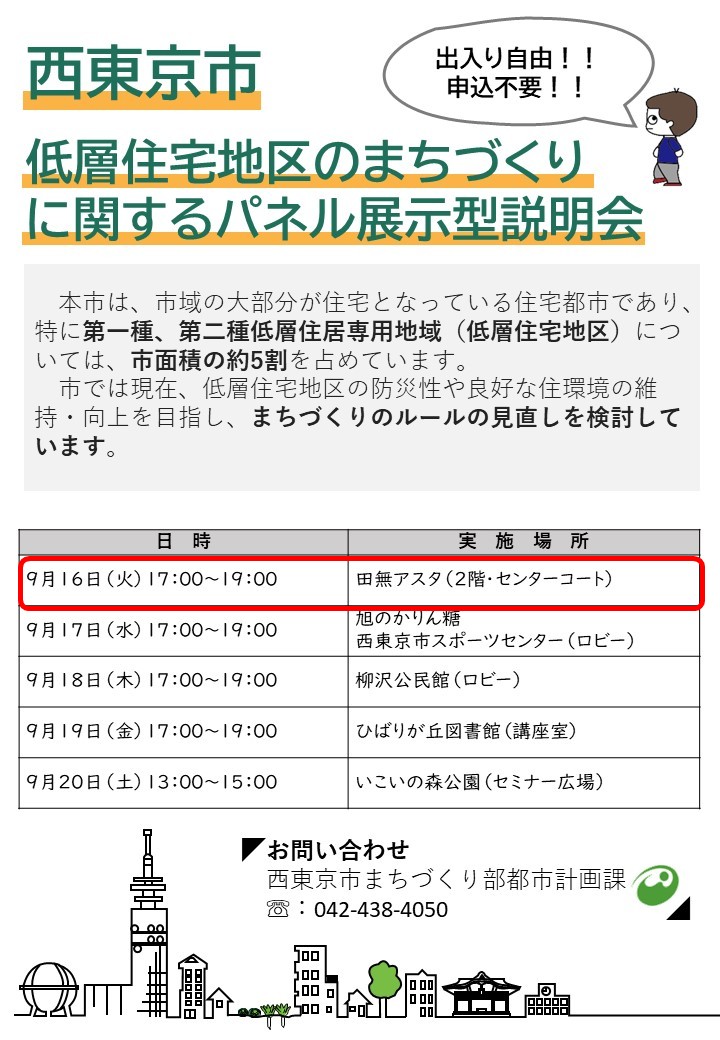 低層住宅地区のまちづくりに関するパネル展示型説明会
